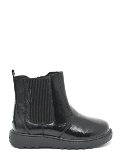 ToeZone Amara Meisjes Zwarte lakleren Boots met elastische inzet en rits