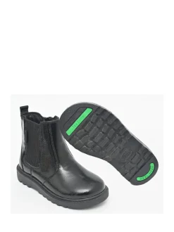 ToeZone Amara Meisjes Zwarte lakleren Boots met elastische inzet en rits