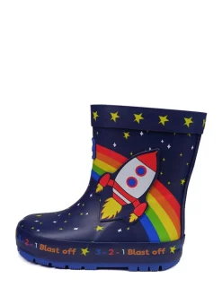 ToeZone blauwe Quinn Space Rocket regenlaarzen