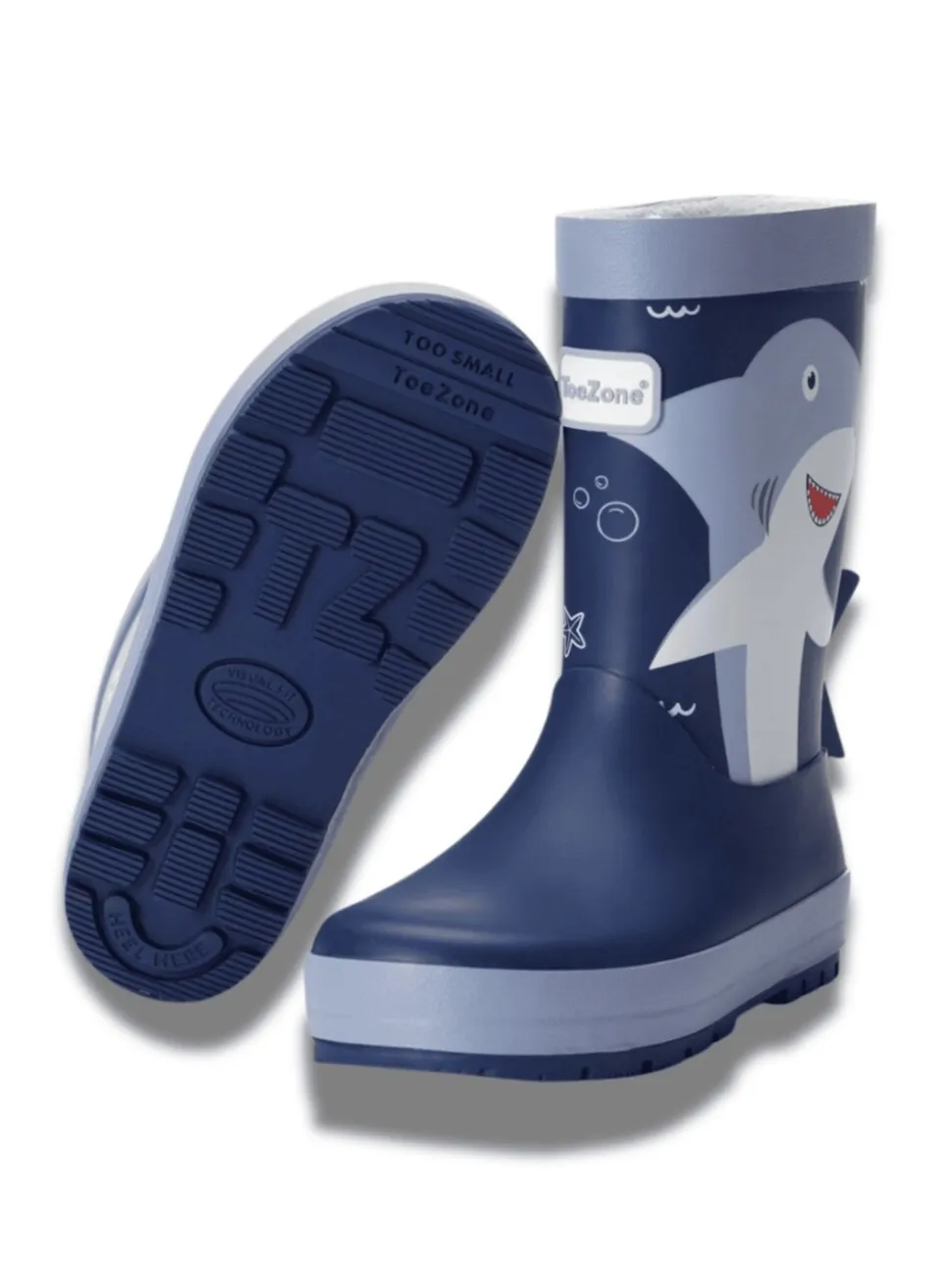 ToeZone Boys Blue Shark Waterproof Wellies