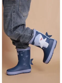 ToeZone Boys Blue Shark Waterproof Wellies