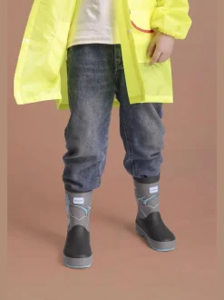 ToeZone Boys Grey Dinosaur Waterproof Wellies