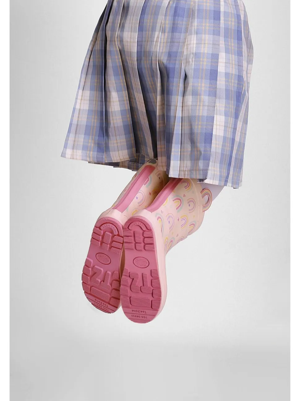 ToeZone Girls Pink Rainbow Waterproof Wellies