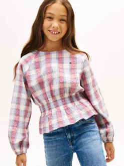 Tommy Hilfiger Regular Fit Check Smock Detail Blouse