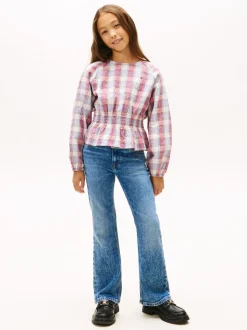 Tommy Hilfiger Regular Fit Check Smock Detail Blouse