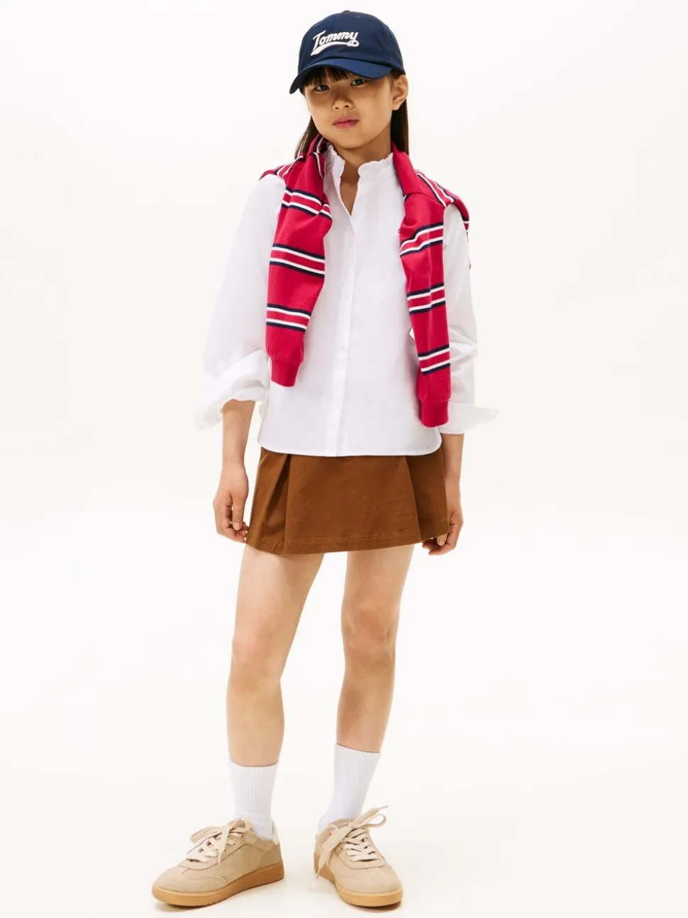 Tommy Hilfiger Ruffle Collar Poplin Relaxed Fit Blouse