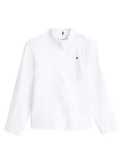 Tommy Hilfiger Ruffle Collar Poplin Relaxed Fit Blouse