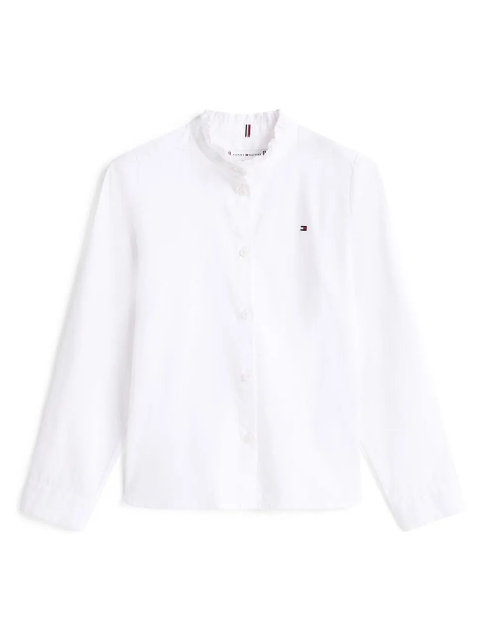 Tommy Hilfiger Ruffle Collar Poplin Relaxed Fit Blouse