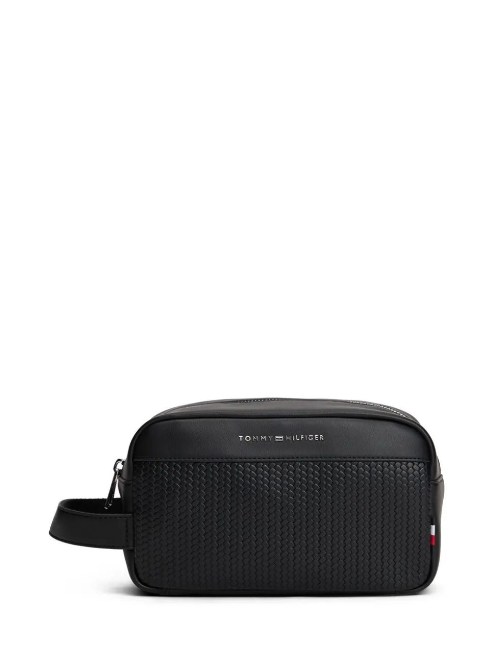 Tommy Hilfiger toilettas met metalen logo en geweven paneel