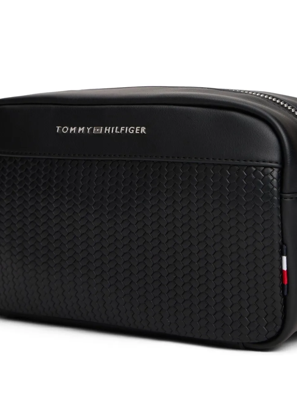 Tommy Hilfiger toilettas met metalen logo en geweven paneel