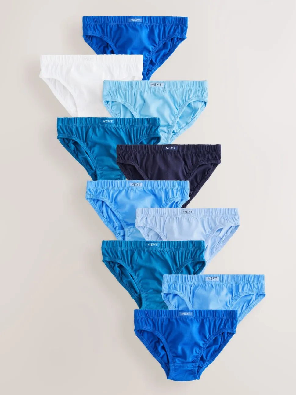 Tonaal blauw - 100% katoenen slip verpakking van 10 (1,5 - 16 jr)