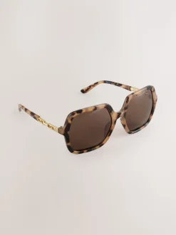 Tortoise bruin - Square Chain Arm Sunglasses