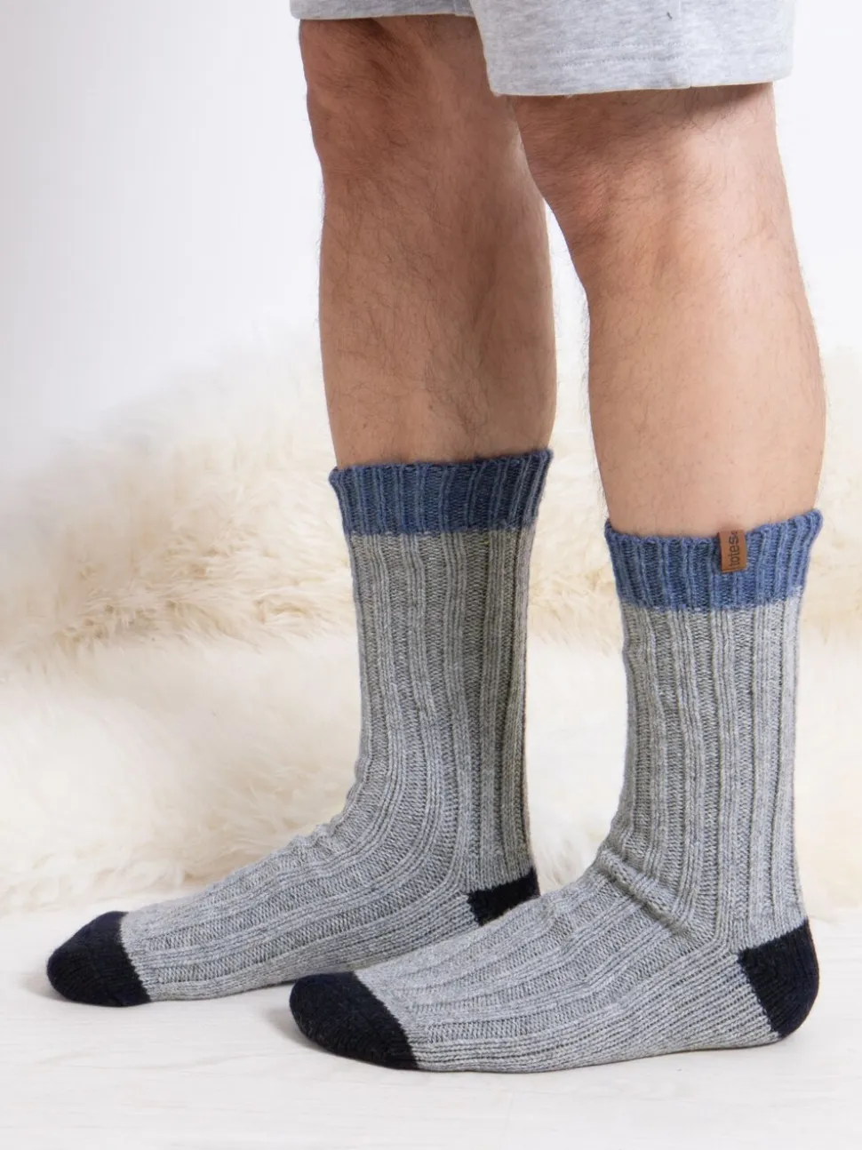 Totes grofgebreide wollen winterlaarssokken met draaipatroon voor heren verpakking van 2