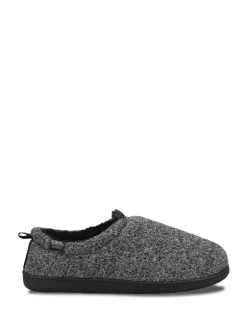 Totes Isotoner Mens Felt Full Back Slippers With Pull Toggle