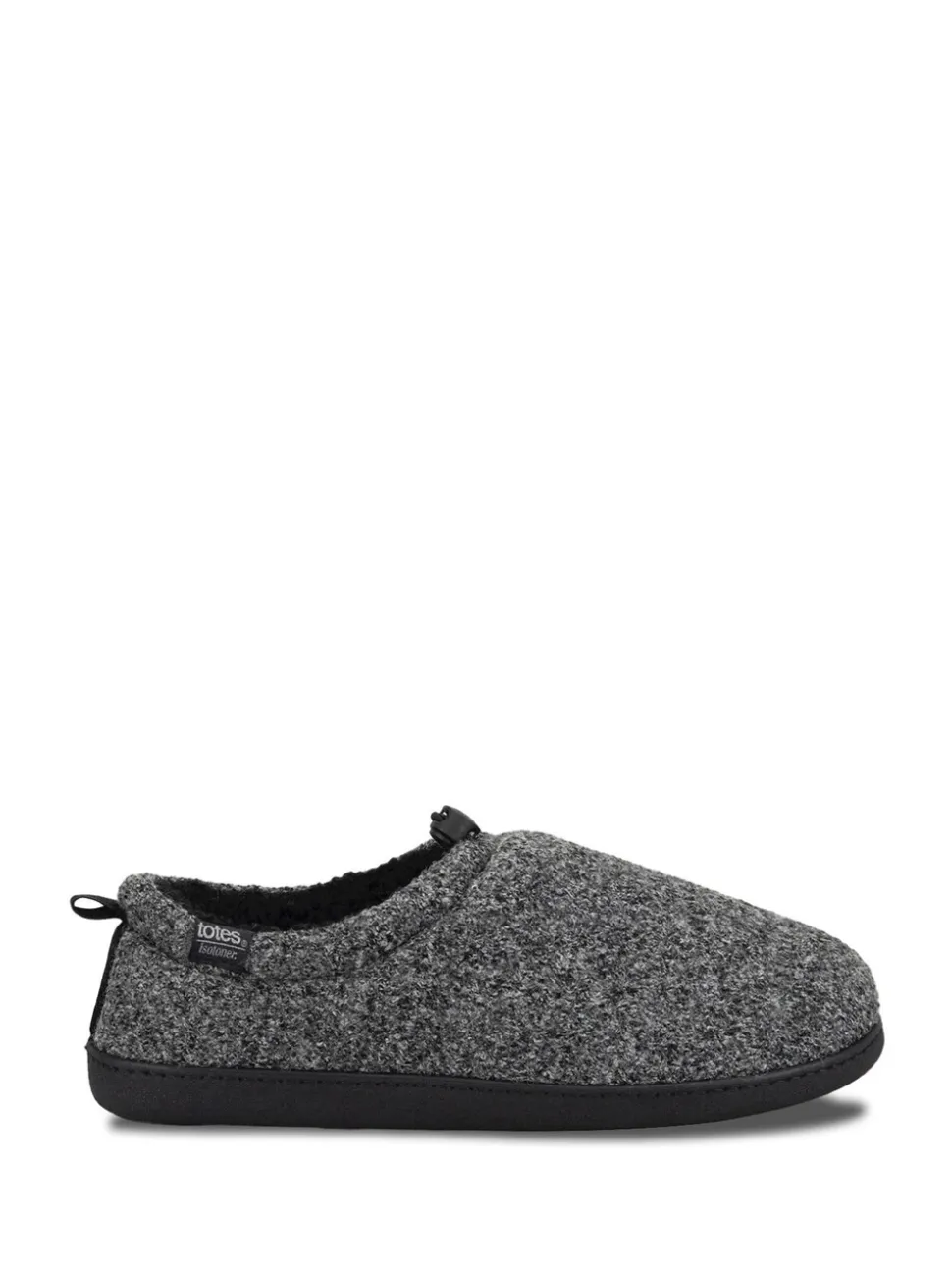 Totes Isotoner Mens Felt Full Back Slippers With Pull Toggle