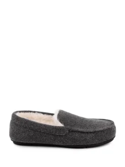 Totes Toasties Mens Felt Moccasin Slippers With Sherpa Lining