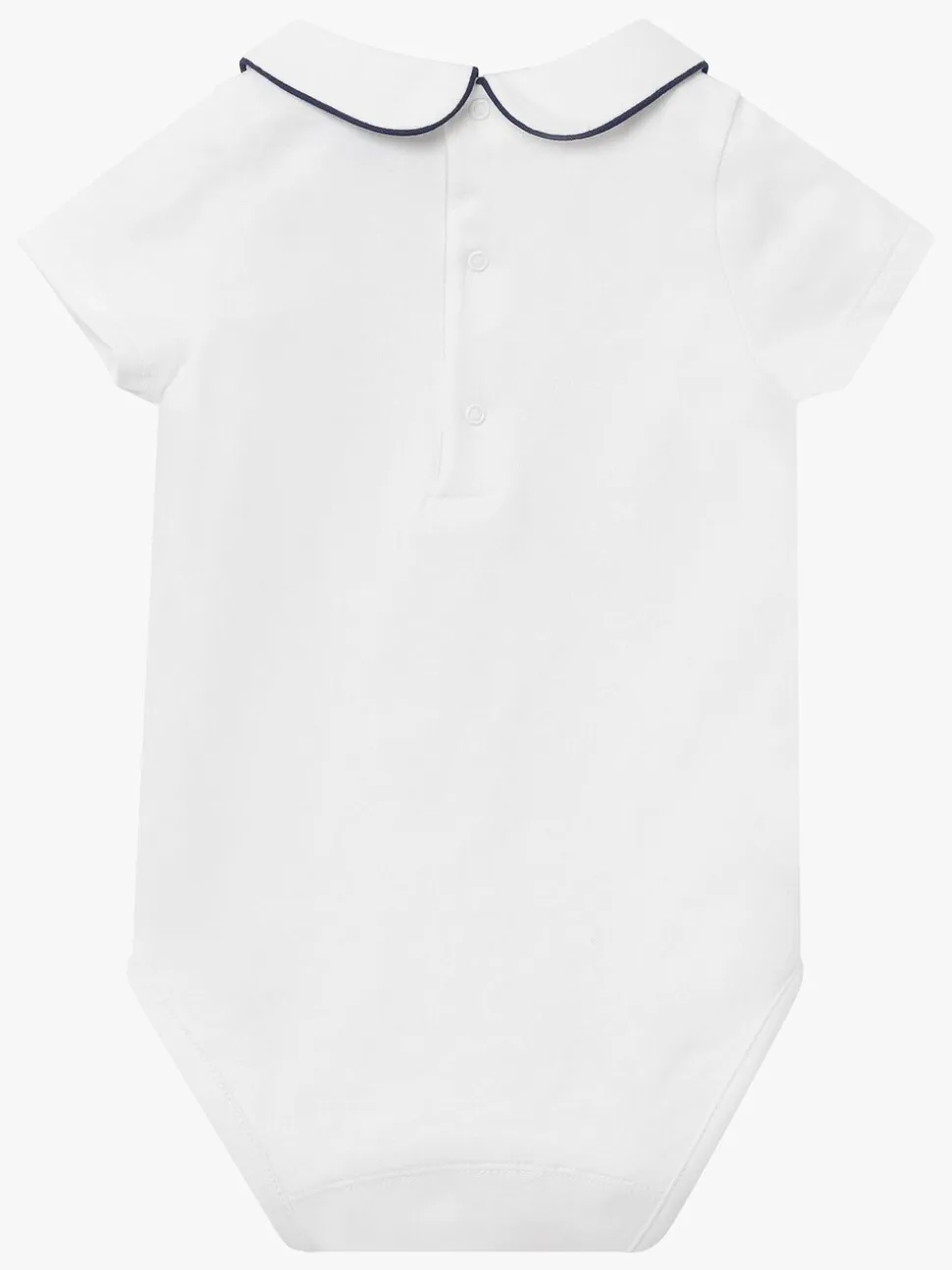 Trotters London - Little Milo wit/marineblauw rompertje met biezen