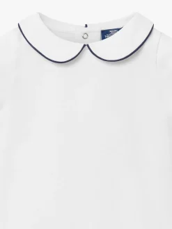 Trotters London - Little Milo wit/marineblauw rompertje met biezen