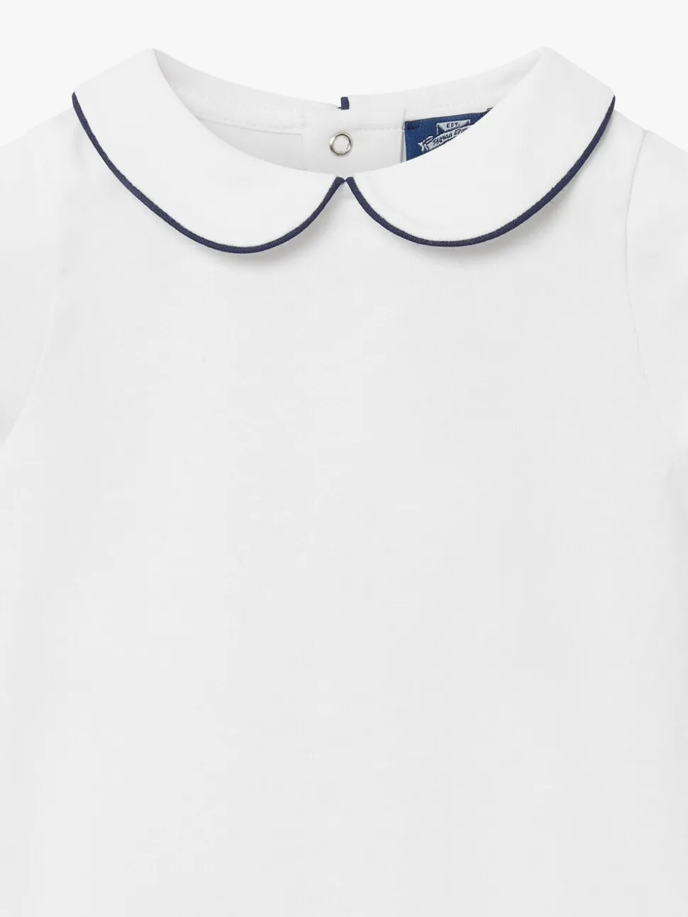 Trotters London - Little Milo wit/marineblauw rompertje met biezen