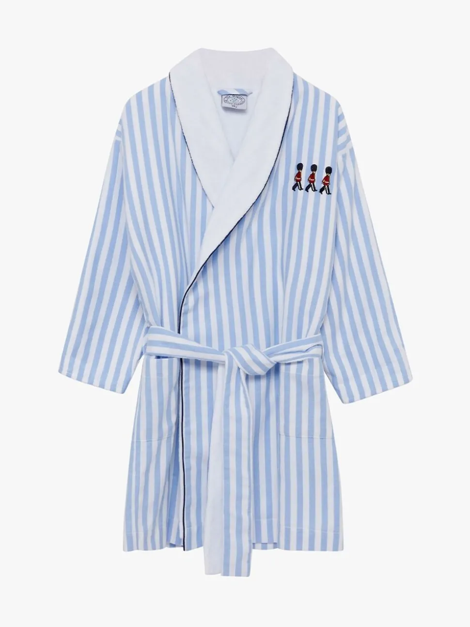 Trotters London Blue Stripe Felix 100% Cotton Bathrobe