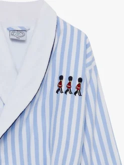 Trotters London Blue Stripe Felix 100% Cotton Bathrobe