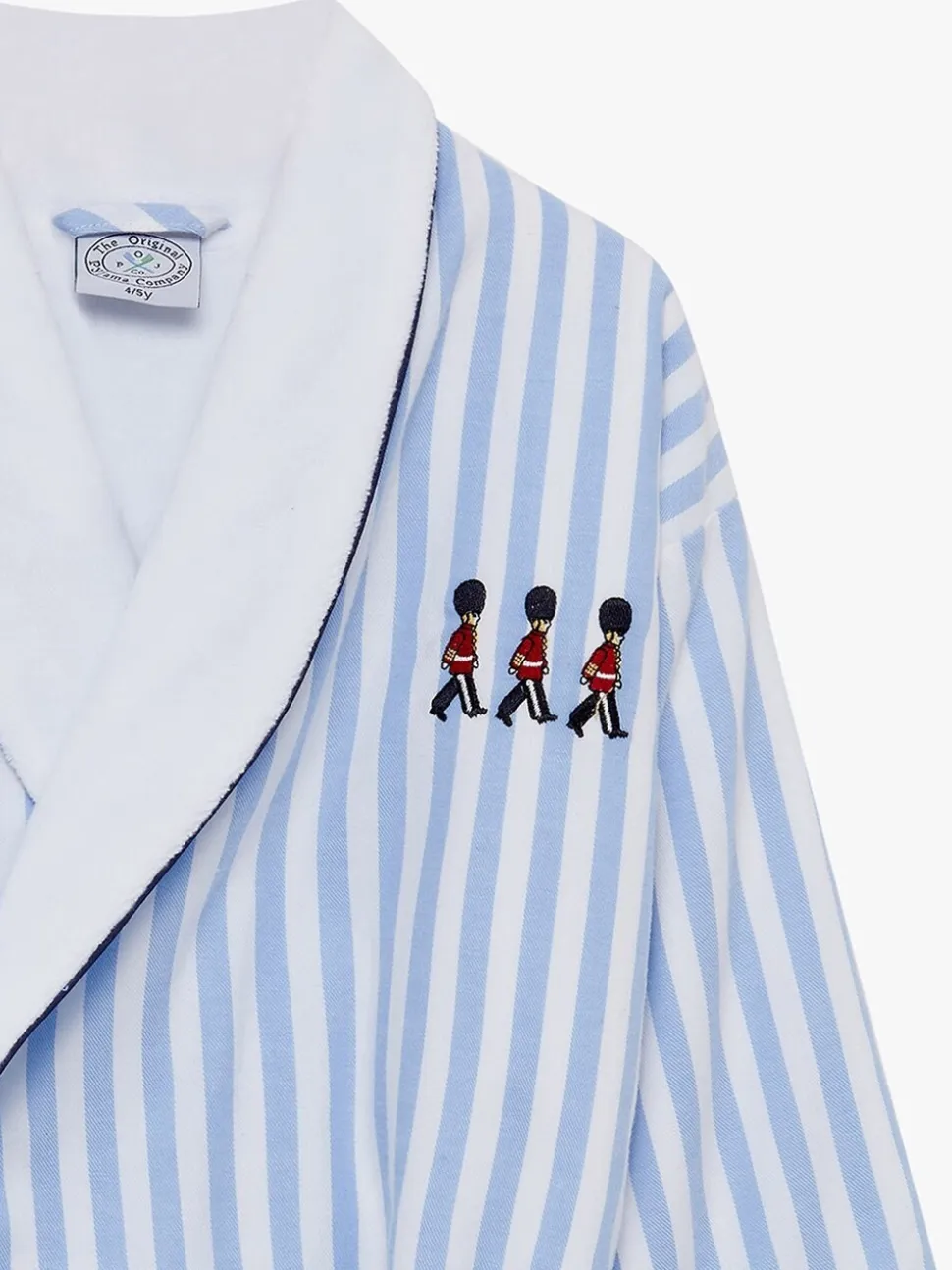 Trotters London Blue Stripe Felix 100% Cotton Bathrobe
