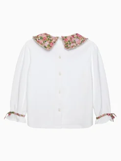 Trotters London Red Hedgerow Pie Crust Jersey Blouse