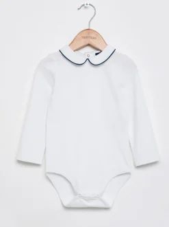 Trotters London witte Milo body met bies en lange mouwen