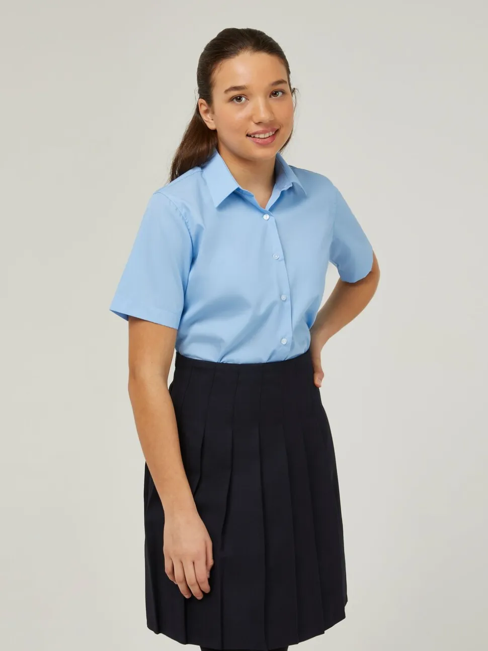 Trutex - Verpakking van 2 blauwe schooloverhemden met korte mouwen en regular fit