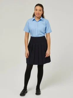 Trutex - Verpakking van 2 blauwe schooloverhemden met korte mouwen en regular fit