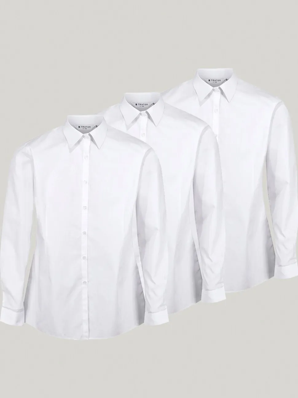 Trutex - Verpakking van 3 witte schooloverhemden met lange mouwen en regular fit