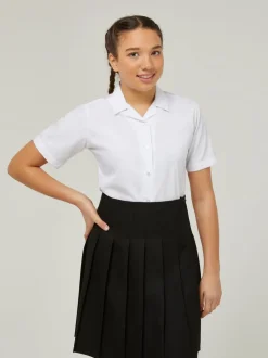 Trutex White Cuban Collar Regular Fit Short Sleeve 2 Pack School Shirts