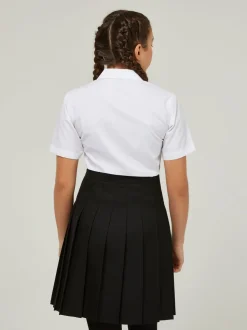 Trutex White Cuban Collar Regular Fit Short Sleeve 2 Pack School Shirts