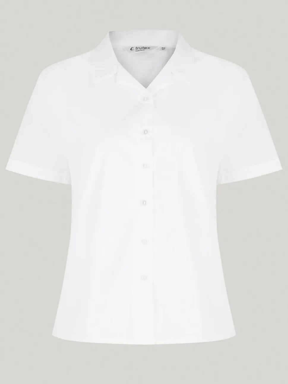 Trutex White Cuban Collar Regular Fit Short Sleeve 2 Pack School Shirts