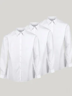 Trutex White Slim Fit Long Sleeve 3 Pack School Shirts