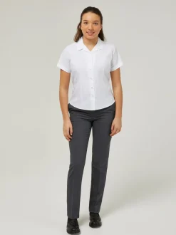Trutex Witte Cubaanse Kraag Slim fit Korte mouwen 2 Pack School overhemden