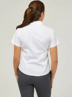 Trutex Witte Cubaanse Kraag Slim fit Korte mouwen 2 Pack School overhemden