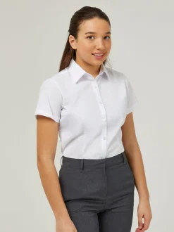 Trutex Witte Slim Fit Korte Mouwen 2 Pack School Overhemden