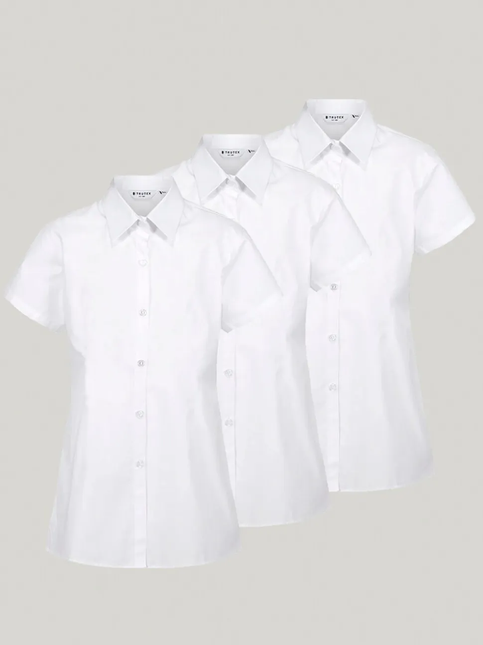 Trutex Witte Slim Fit Korte Mouwen 3 Pack School Overhemden