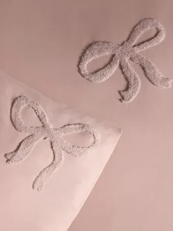 Tufted Bows Cotton Duvet Cover and Pillowcase Set