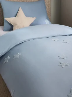 Tufted Stars Cotton Duvet Cover and Pillowcase Set