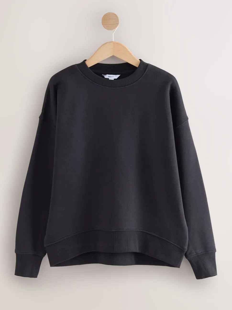 Ultiem zwart - Supersoft Peached Essentials sweatshirt met ronde hals en naaddetail