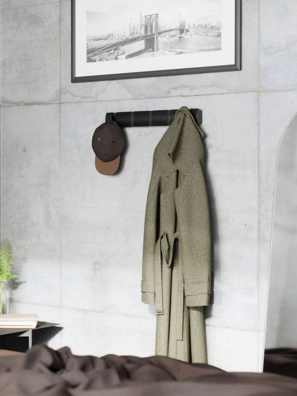 Umbra ruimtebesparende Flip kapstok voor aan de wand met inklapbare