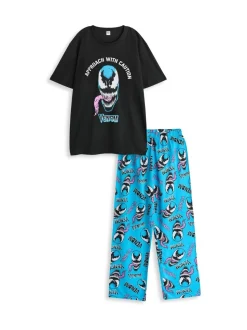 Vanilla Underground Marvel Venom pyjama met korte mouwen en lange pijpen voor heren van 100% katoen