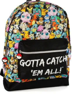 Vanilla Underground unisekskinderrugzak met meerkleurige Pokemon-figuurtjes- en Gotta Catch Em All-print