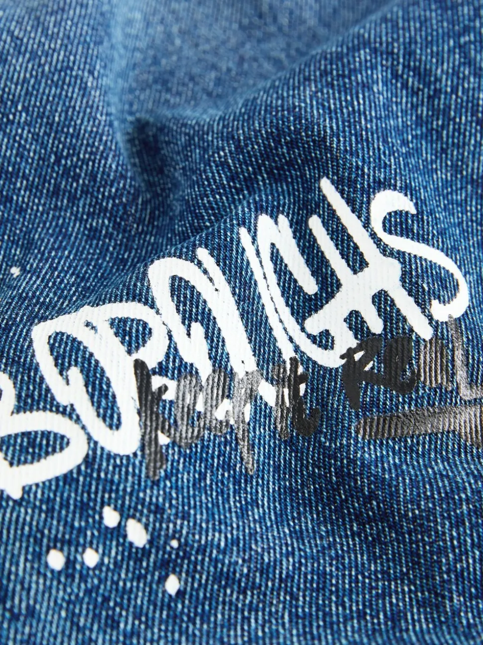 Varsity all-over Print middenblauwe Denim - Authentieke jeans (3-16jr)