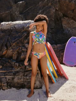 Veelkleurig met tropische print - Bikini (3-16 jr)