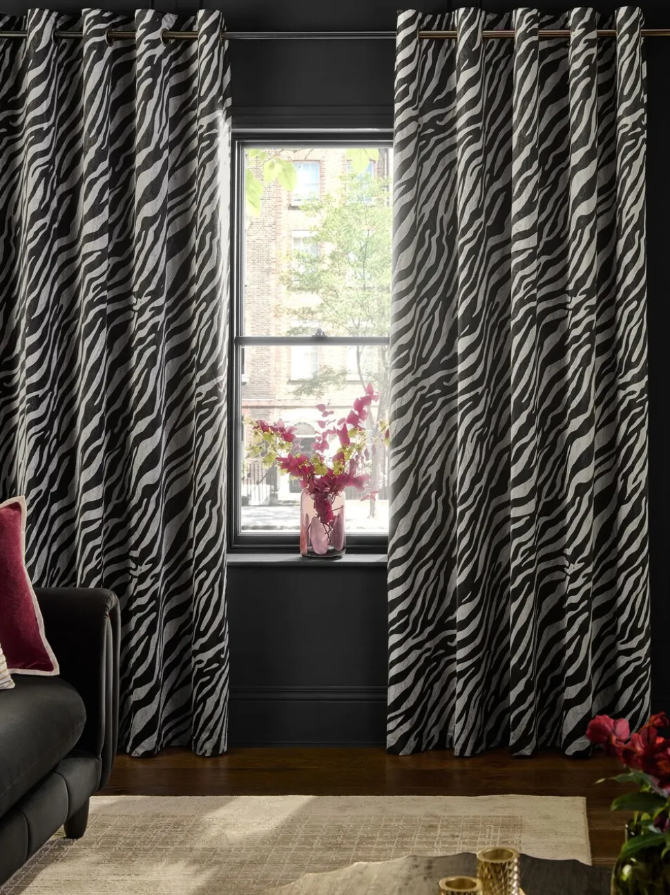 Velvet Zebra Print Eyelet Curtains