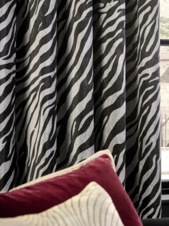 Velvet Zebra Print Eyelet Curtains
