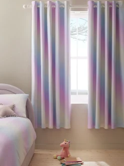 Verduisterende ombre ringgordijnen met regenboogprint